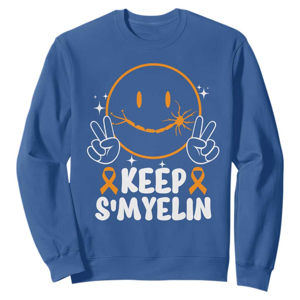 Multiple Sclerosis Support Sweatshirt Keep Smyelin Orange Ribbon MS Fighter