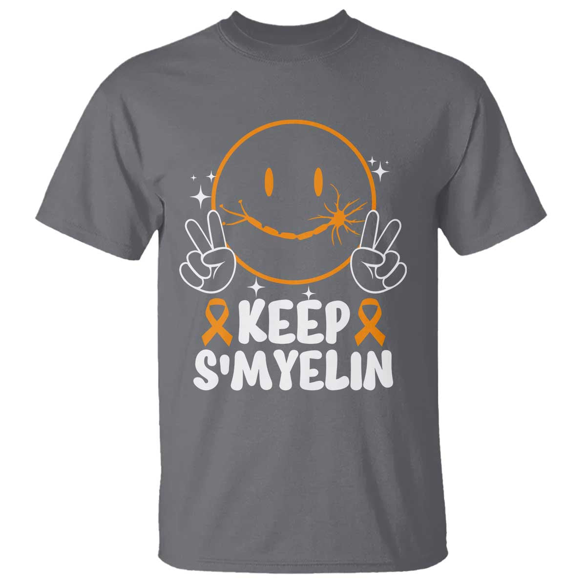 Multiple Sclerosis Support T Shirt Keep Smyelin Orange Ribbon MS Fighter