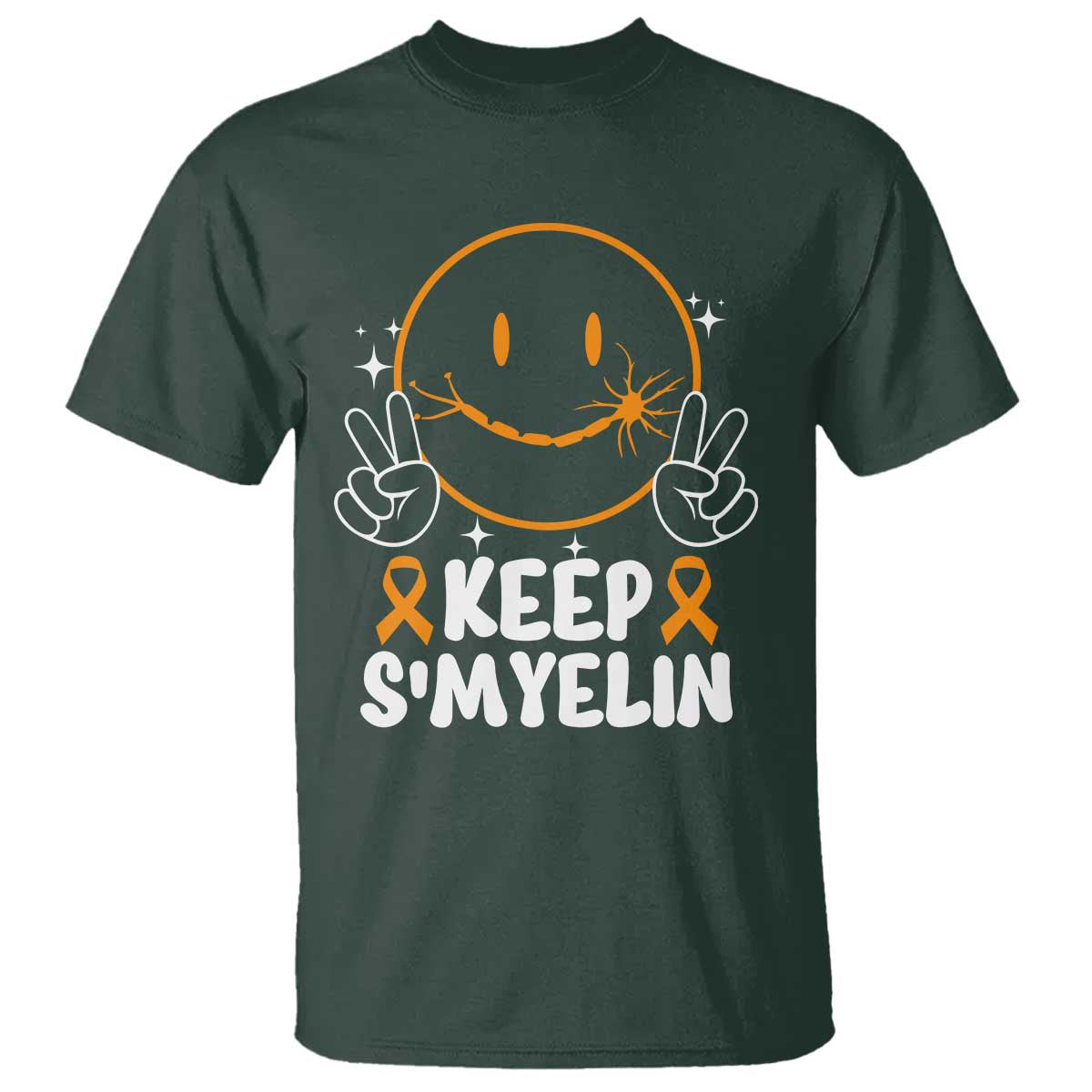 Multiple Sclerosis Support T Shirt Keep Smyelin Orange Ribbon MS Fighter