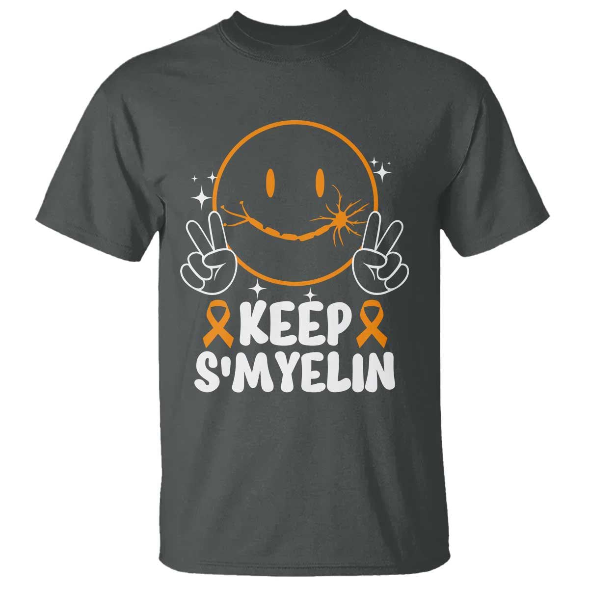 Multiple Sclerosis Support T Shirt Keep Smyelin Orange Ribbon MS Fighter
