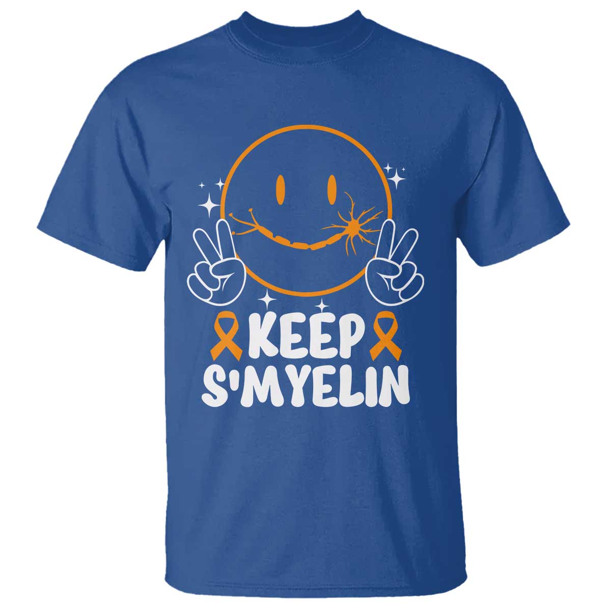Multiple Sclerosis Support T Shirt Keep Smyelin Orange Ribbon MS Fighter