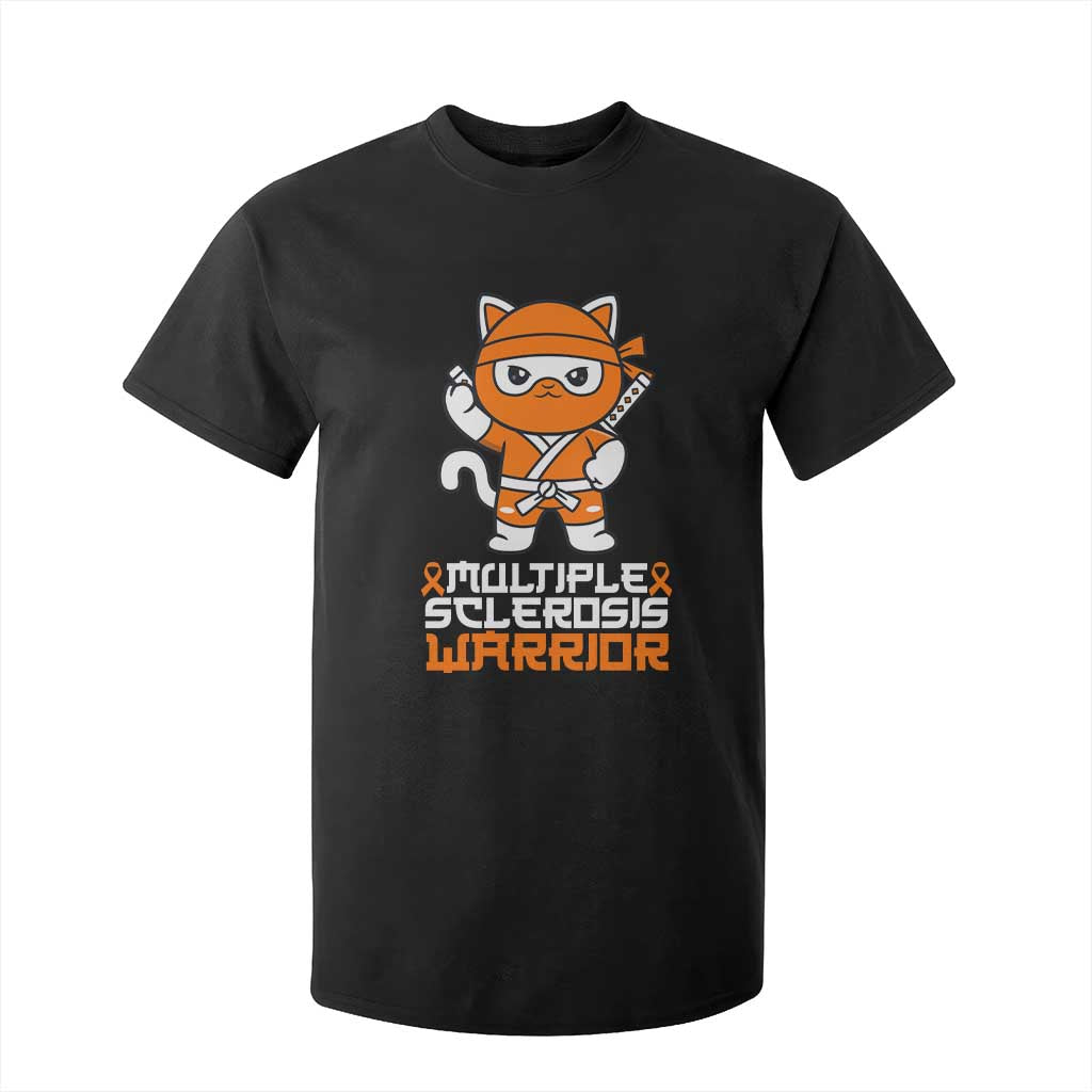 Multiple Sclerosis Warrior T Shirt For Kid Orange Ribbon MS Ninja