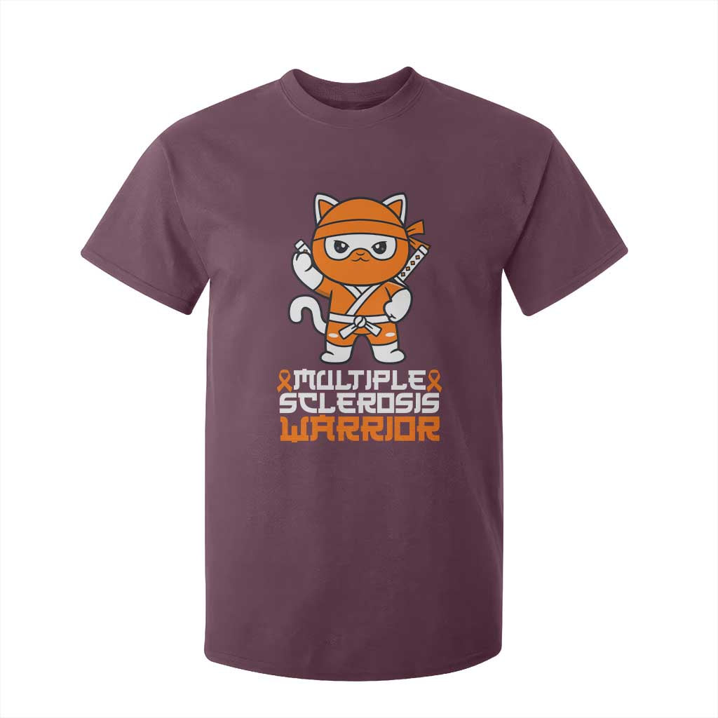 Multiple Sclerosis Warrior T Shirt For Kid Orange Ribbon MS Ninja