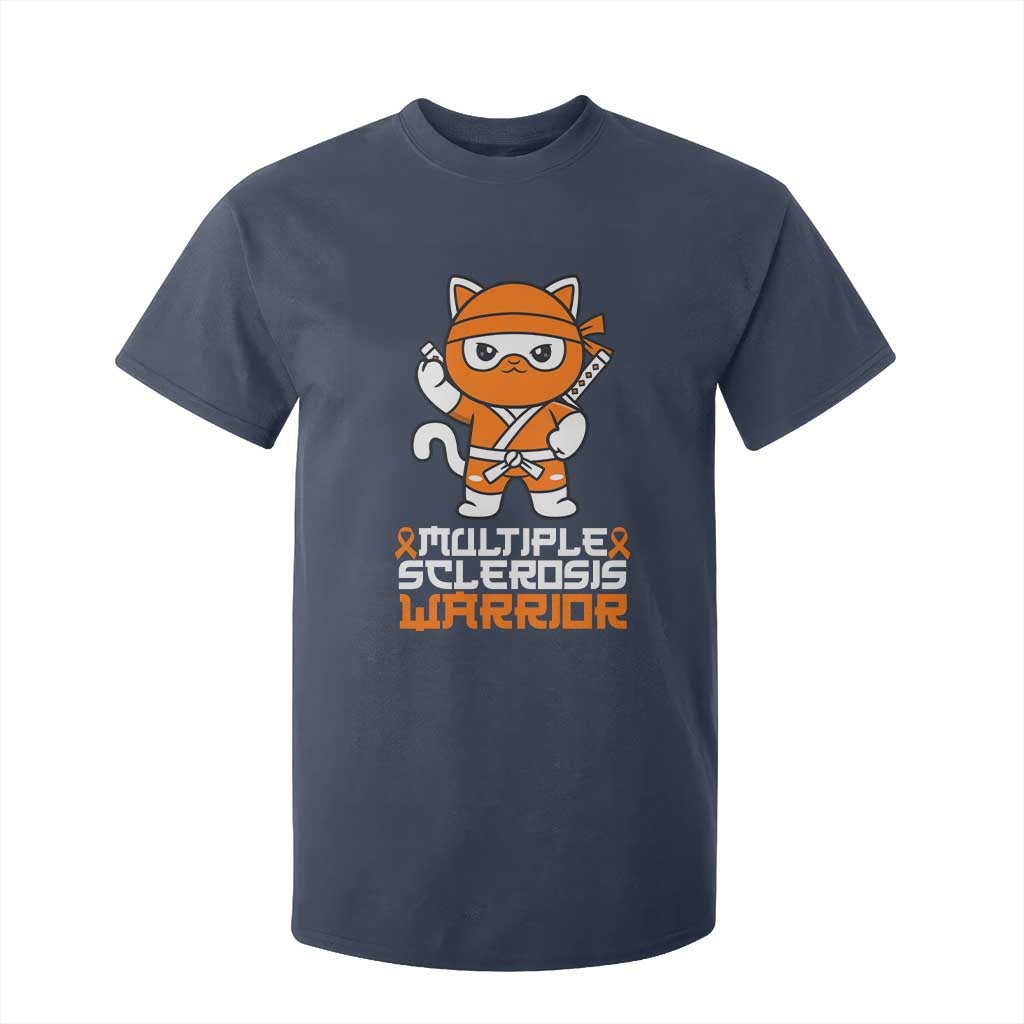 Multiple Sclerosis Warrior T Shirt For Kid Orange Ribbon MS Ninja