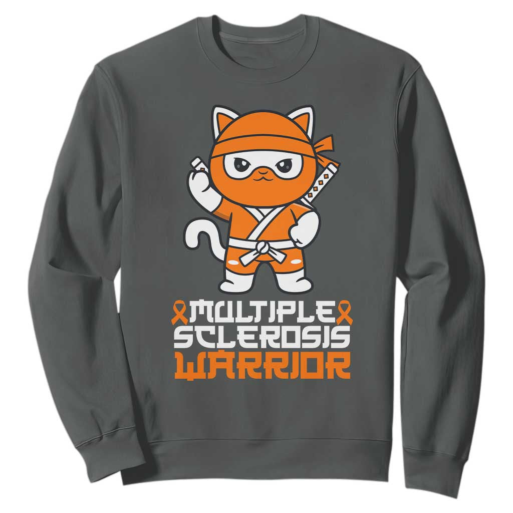 Multiple Sclerosis Warrior Sweatshirt Orange Ribbon MS Ninja