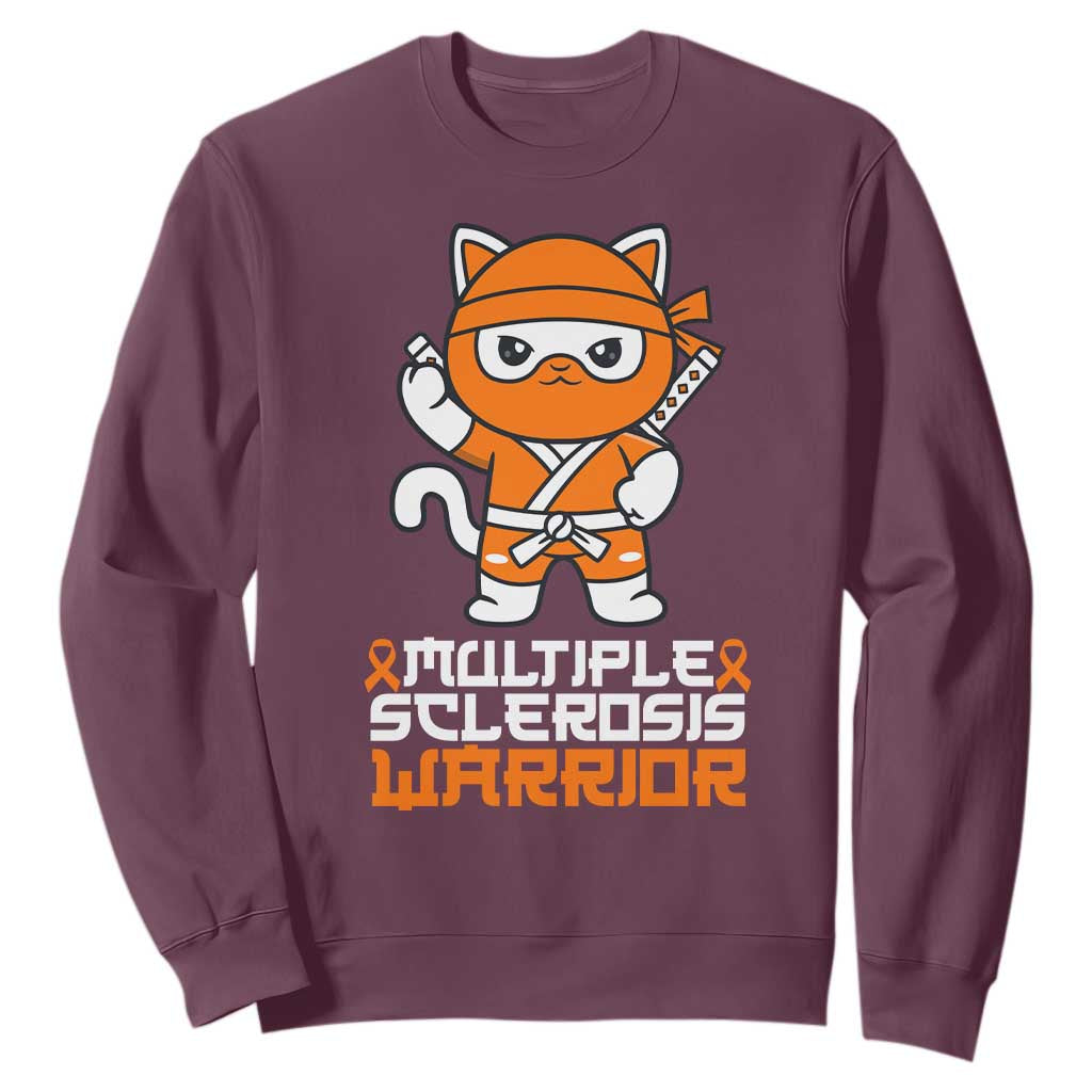 Multiple Sclerosis Warrior Sweatshirt Orange Ribbon MS Ninja