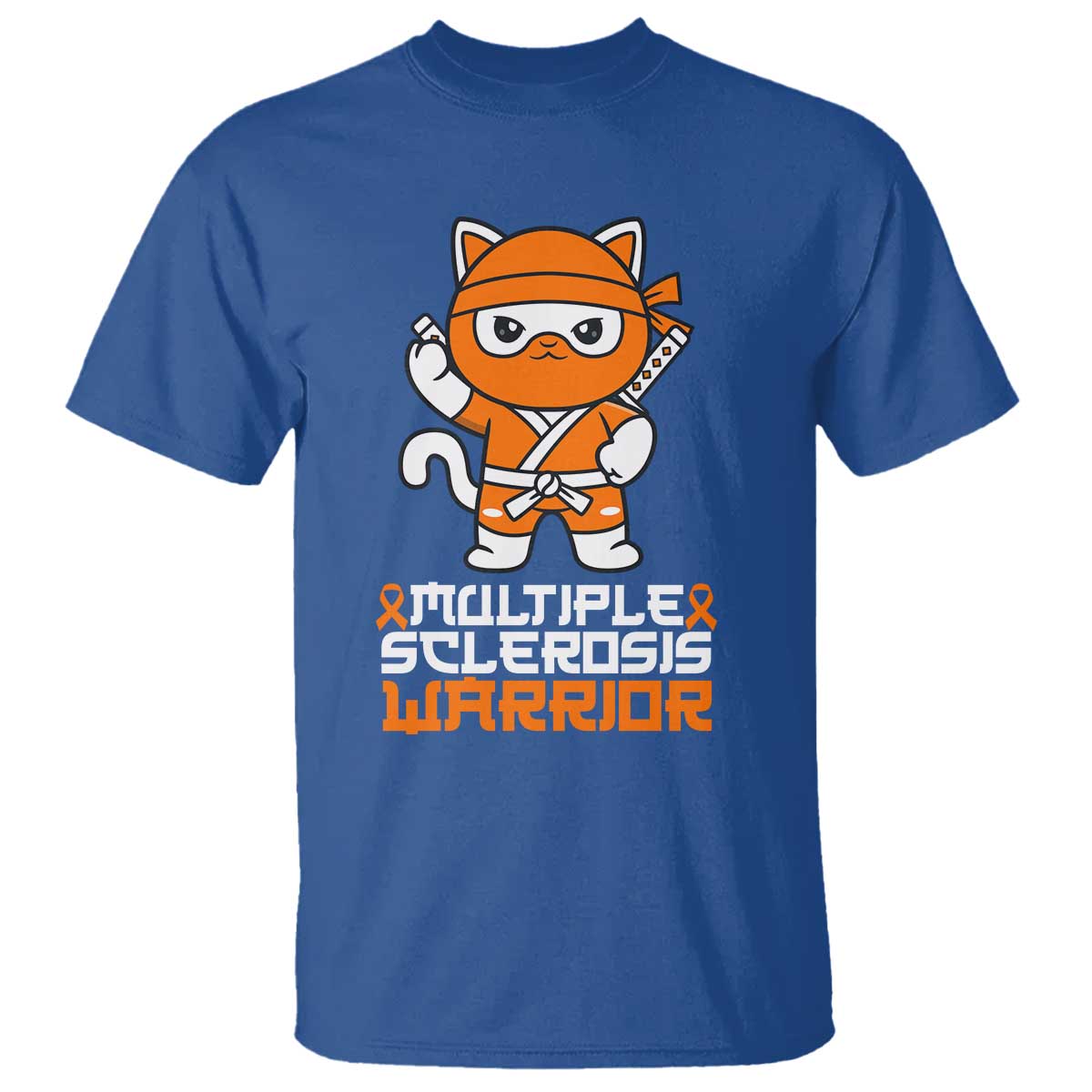 Multiple Sclerosis Warrior T Shirt Orange Ribbon MS Ninja