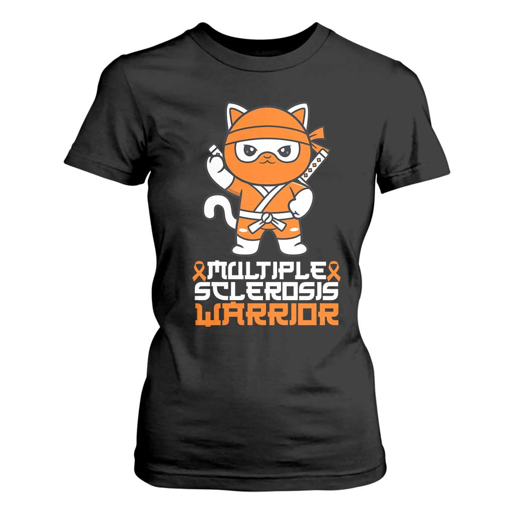 Multiple Sclerosis Warrior T Shirt For Women Orange Ribbon MS Ninja