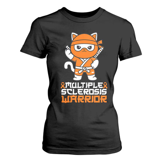 Multiple Sclerosis Warrior T Shirt For Women Orange Ribbon MS Ninja