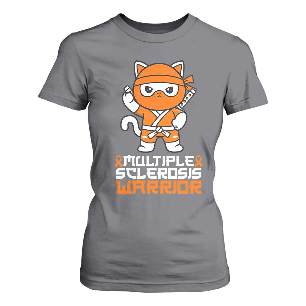 Multiple Sclerosis Warrior T Shirt For Women Orange Ribbon MS Ninja
