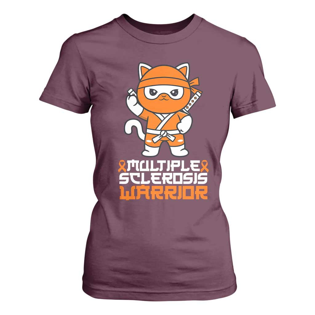 Multiple Sclerosis Warrior T Shirt For Women Orange Ribbon MS Ninja
