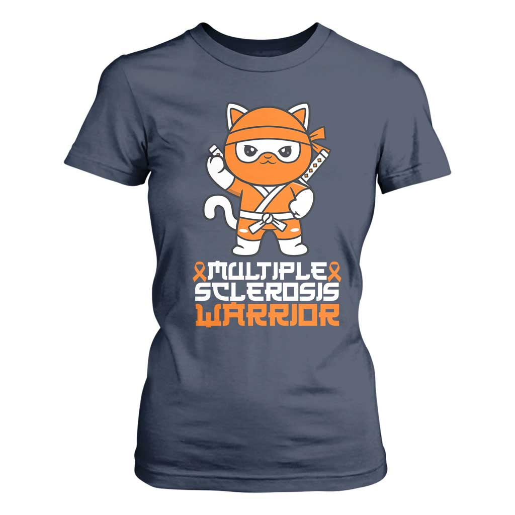 Multiple Sclerosis Warrior T Shirt For Women Orange Ribbon MS Ninja