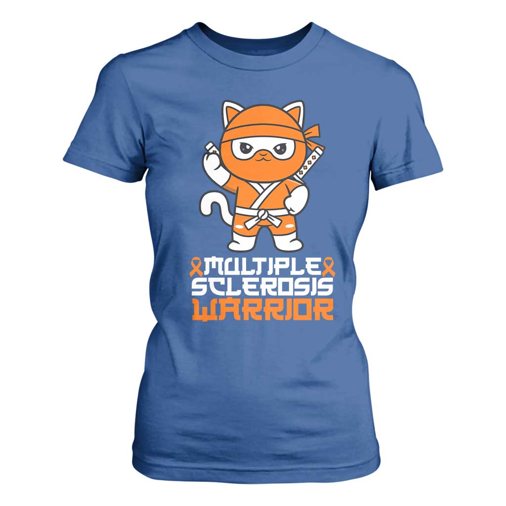 Multiple Sclerosis Warrior T Shirt For Women Orange Ribbon MS Ninja