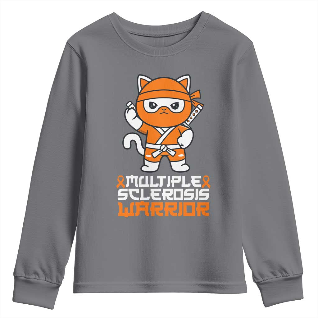 Multiple Sclerosis Warrior Youth Sweatshirt Orange Ribbon MS Ninja
