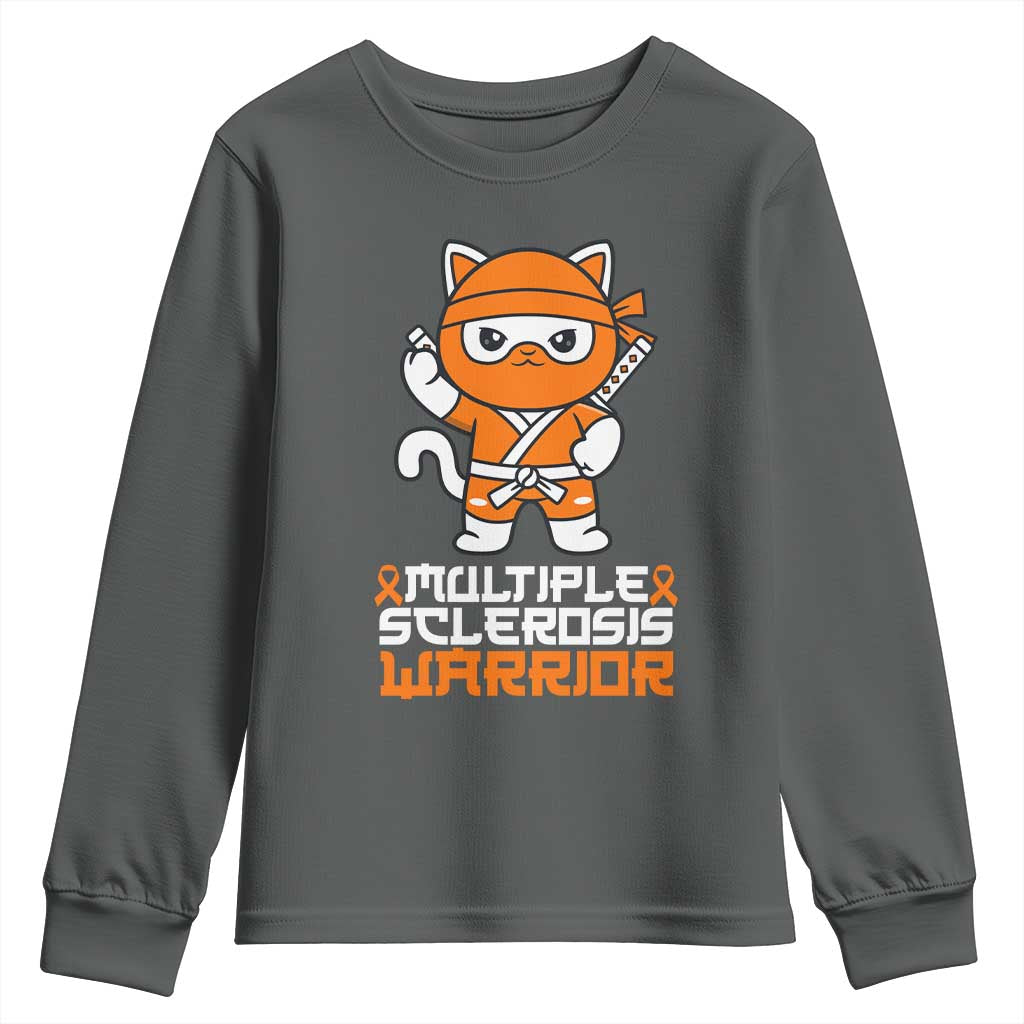 Multiple Sclerosis Warrior Youth Sweatshirt Orange Ribbon MS Ninja