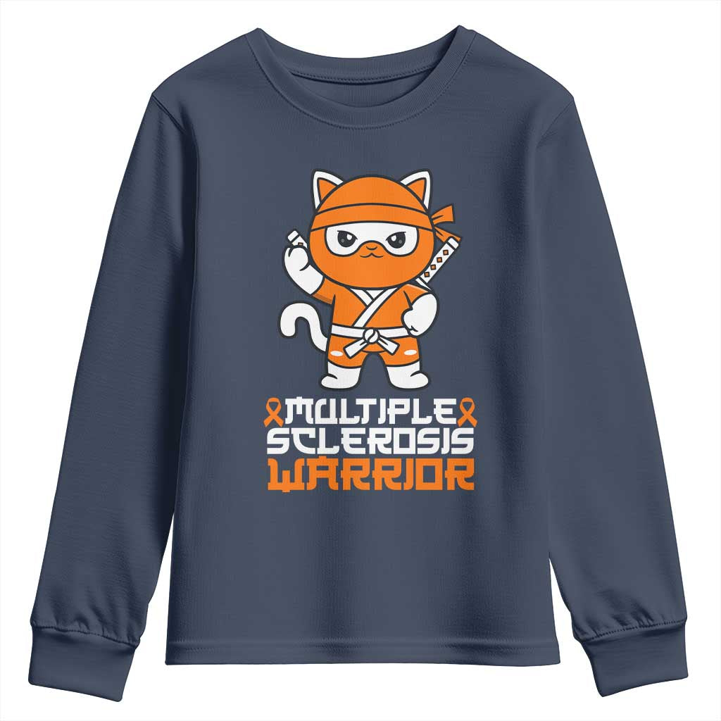 Multiple Sclerosis Warrior Youth Sweatshirt Orange Ribbon MS Ninja