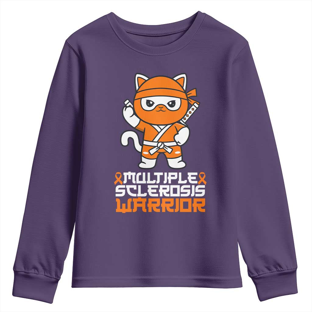 Multiple Sclerosis Warrior Youth Sweatshirt Orange Ribbon MS Ninja