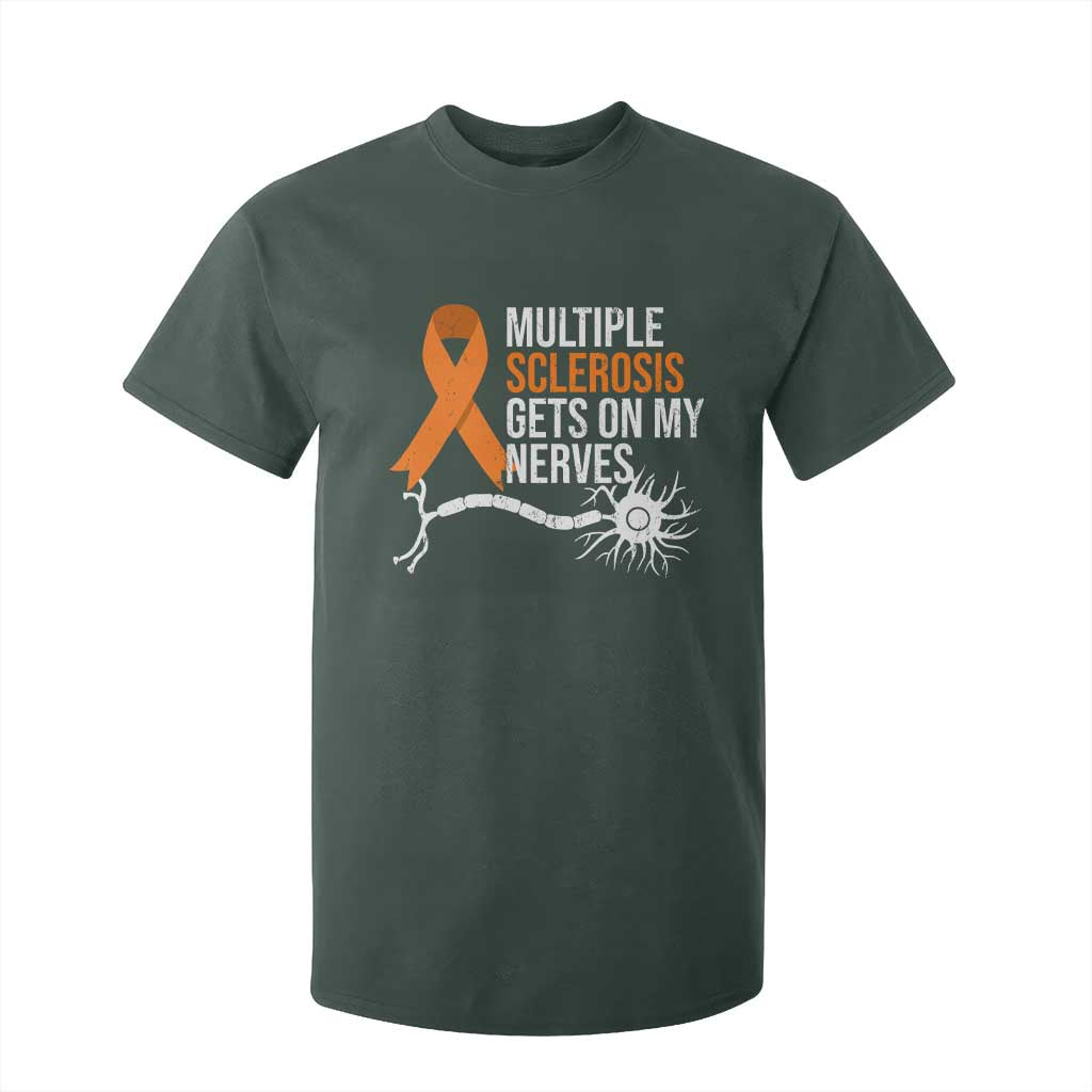 Multiple Sclerosis Support T Shirt For Kid Orange Ribbon MS Gets On My Nerves