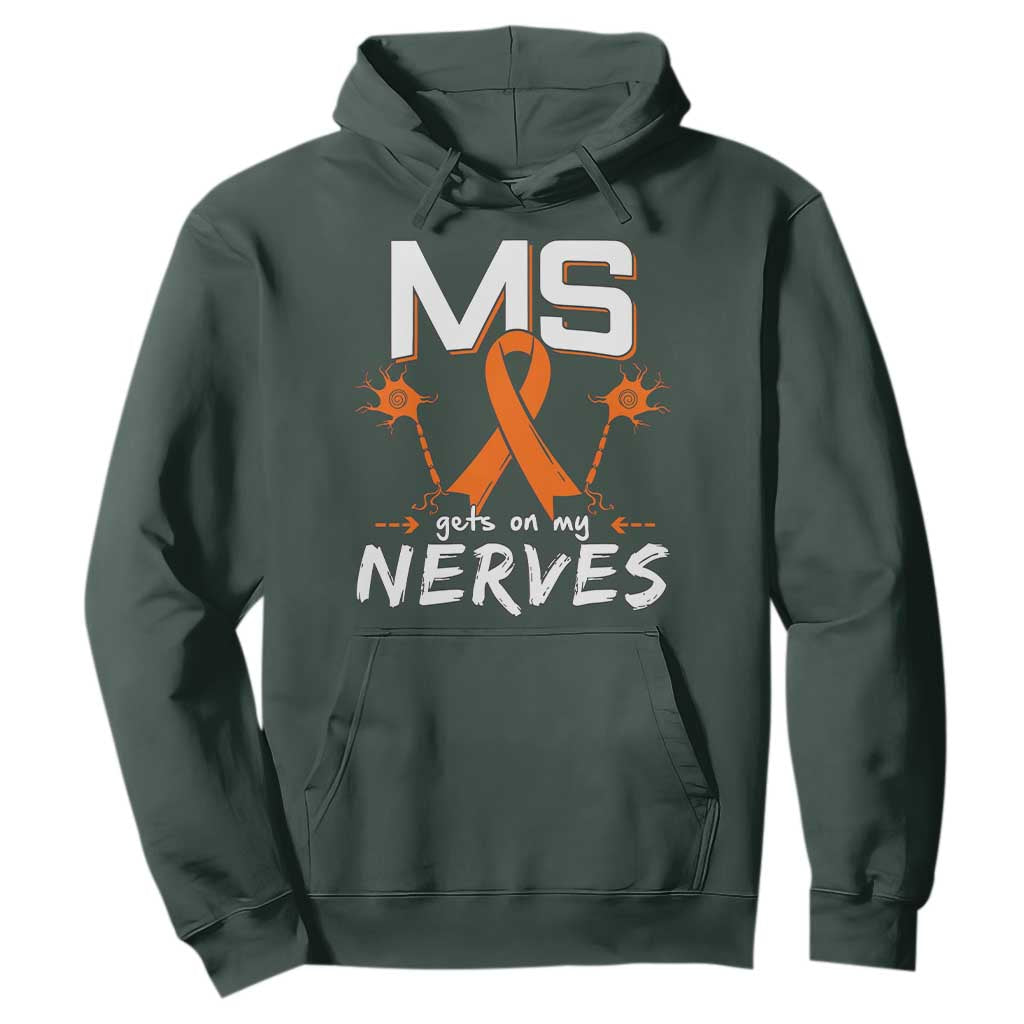 MS Gets On My Nerves Multiple Sclerosis Support Hoodie Orange Ribbon