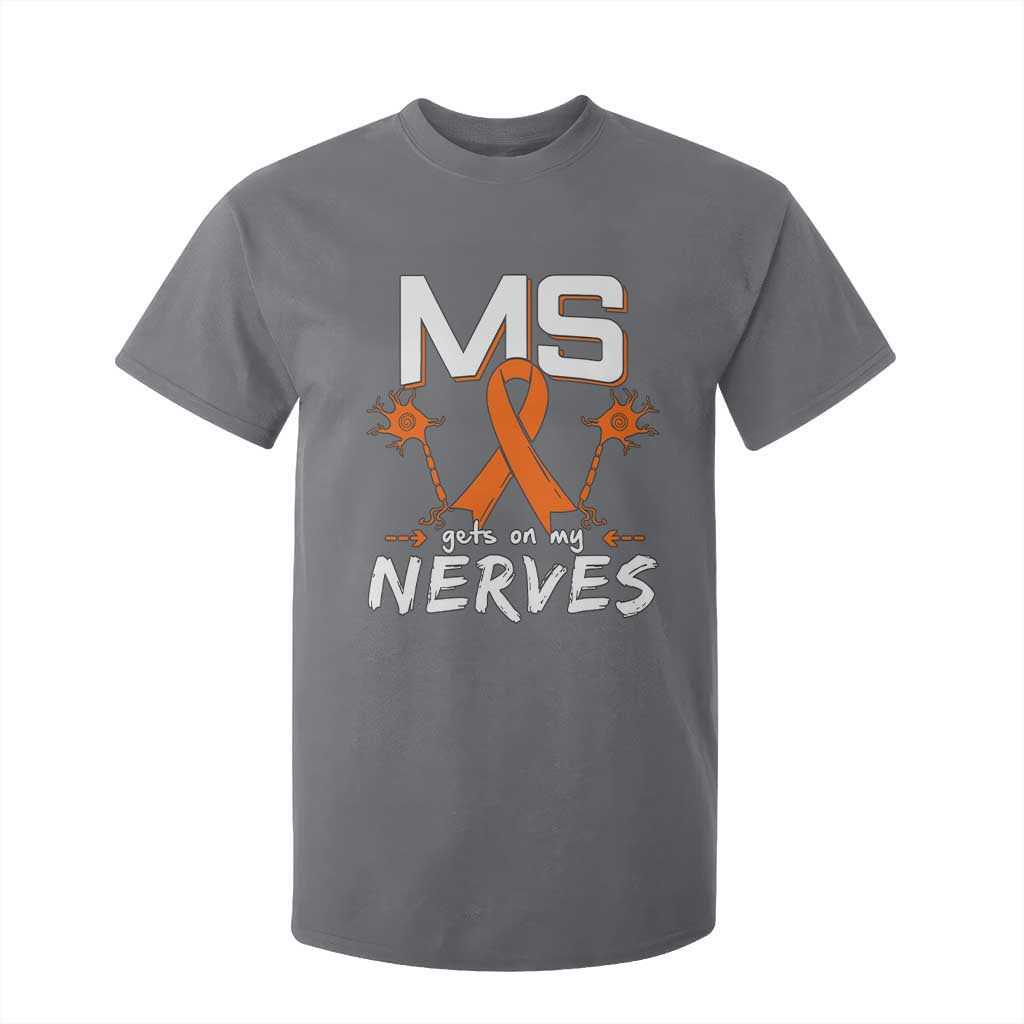 MS Gets On My Nerves Multiple Sclerosis Support T Shirt For Kid Orange Ribbon