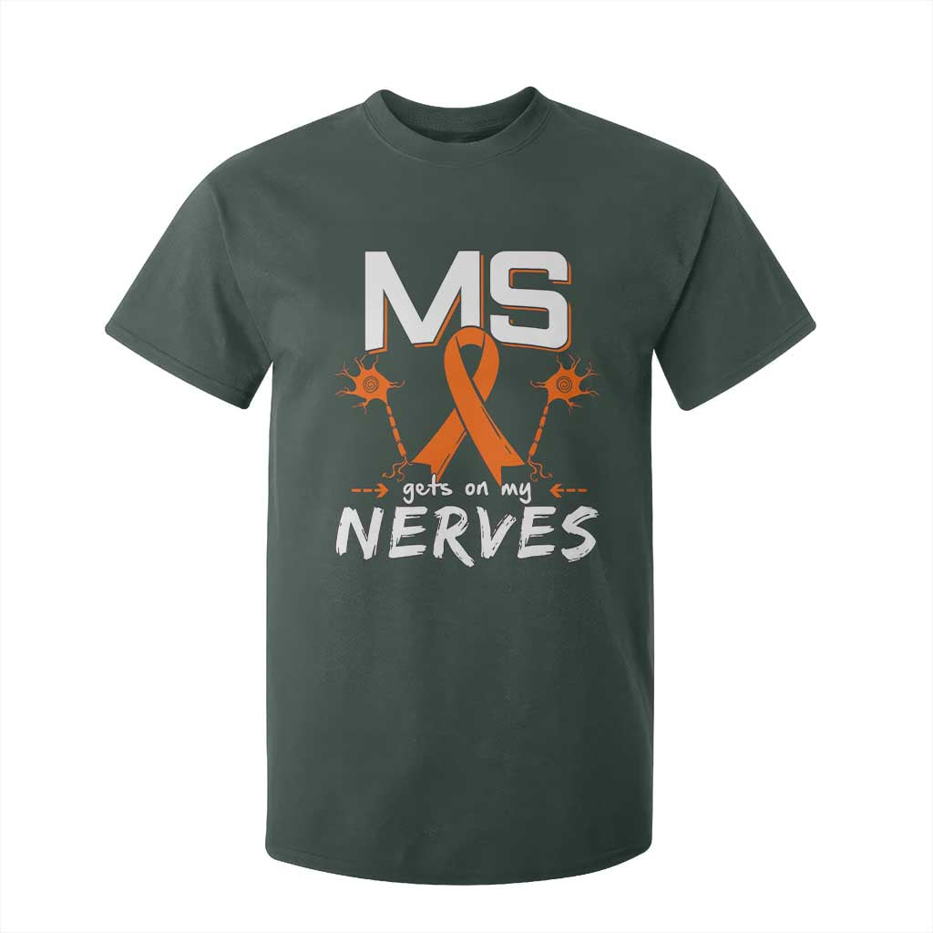 MS Gets On My Nerves Multiple Sclerosis Support T Shirt For Kid Orange Ribbon