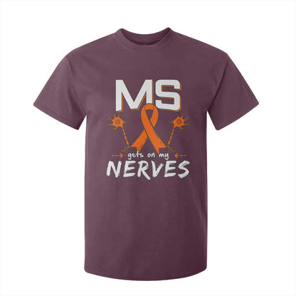 MS Gets On My Nerves Multiple Sclerosis Support T Shirt For Kid Orange Ribbon