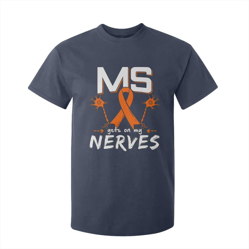 MS Gets On My Nerves Multiple Sclerosis Support T Shirt For Kid Orange Ribbon