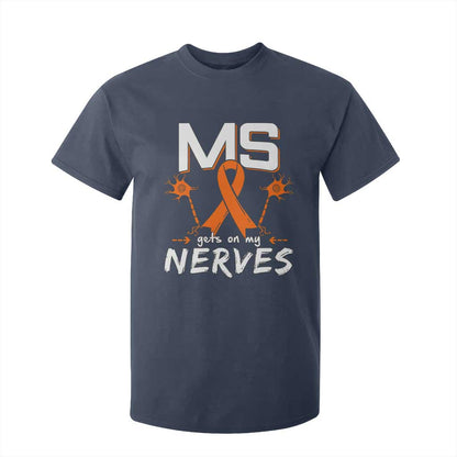 MS Gets On My Nerves Multiple Sclerosis Support T Shirt For Kid Orange Ribbon