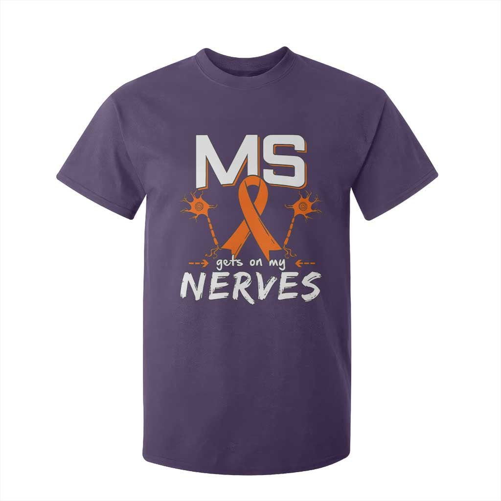 MS Gets On My Nerves Multiple Sclerosis Support T Shirt For Kid Orange Ribbon