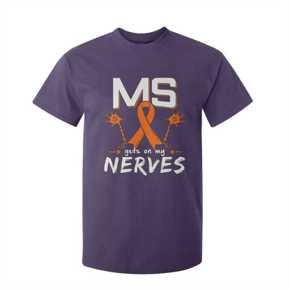 MS Gets On My Nerves Multiple Sclerosis Support T Shirt For Kid Orange Ribbon