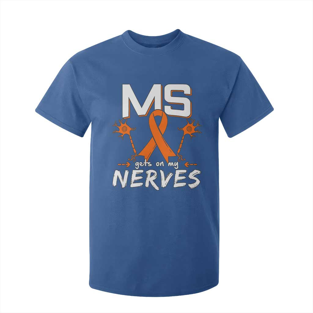 MS Gets On My Nerves Multiple Sclerosis Support T Shirt For Kid Orange Ribbon