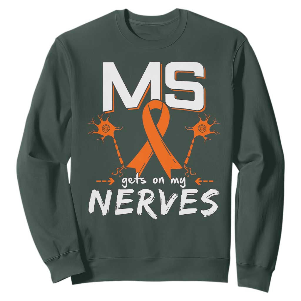 MS Gets On My Nerves Multiple Sclerosis Support Sweatshirt Orange Ribbon