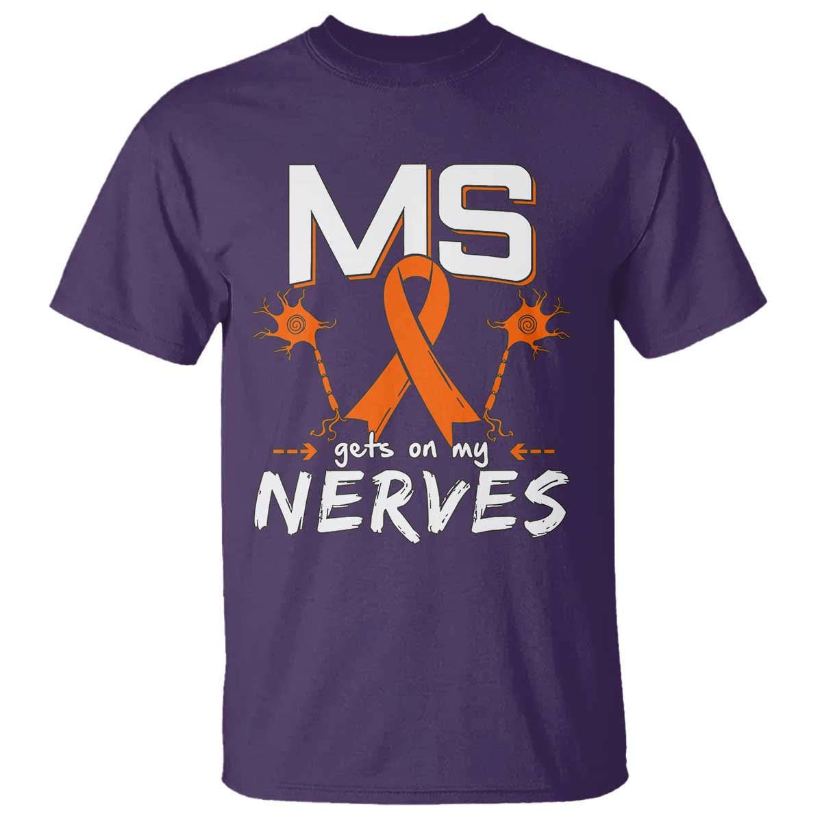 MS Gets On My Nerves Multiple Sclerosis Support T Shirt Orange Ribbon