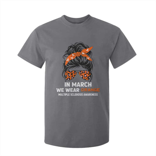 In March We Wear Orange MS Warrior T Shirt For Kid Multiple Sclerosis Support Squad