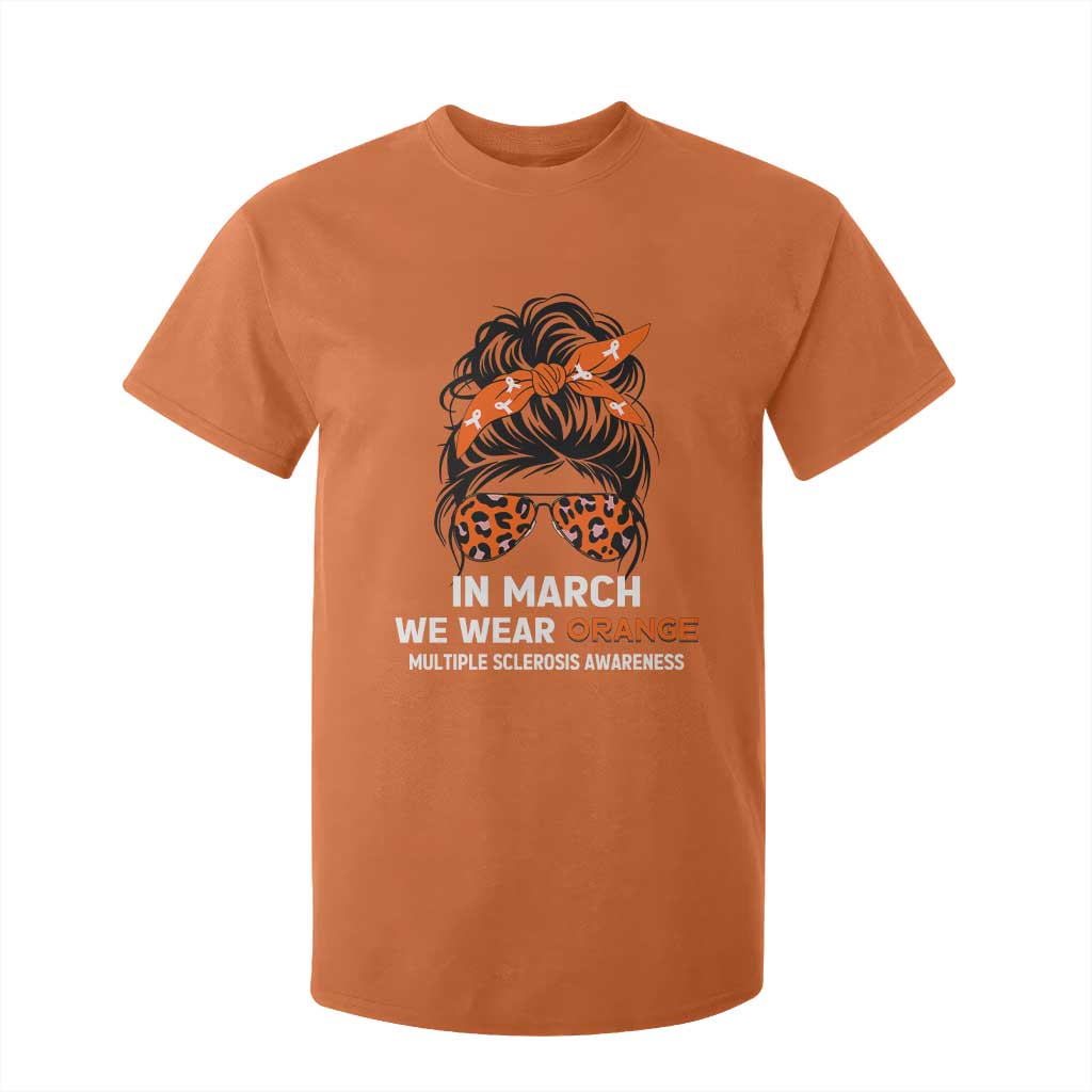 In March We Wear Orange MS Warrior T Shirt For Kid Multiple Sclerosis Support Squad