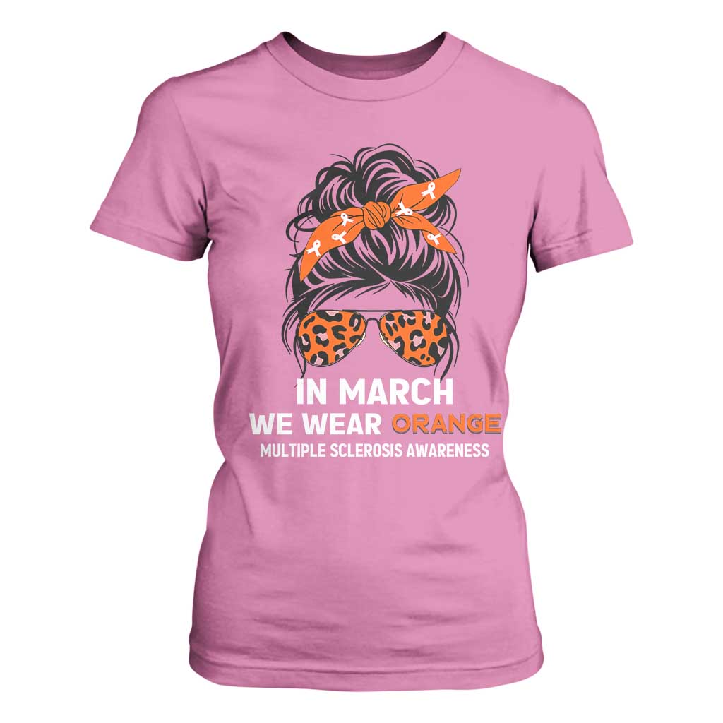 In March We Wear Orange MS Warrior T Shirt For Women Multiple Sclerosis Support Squad