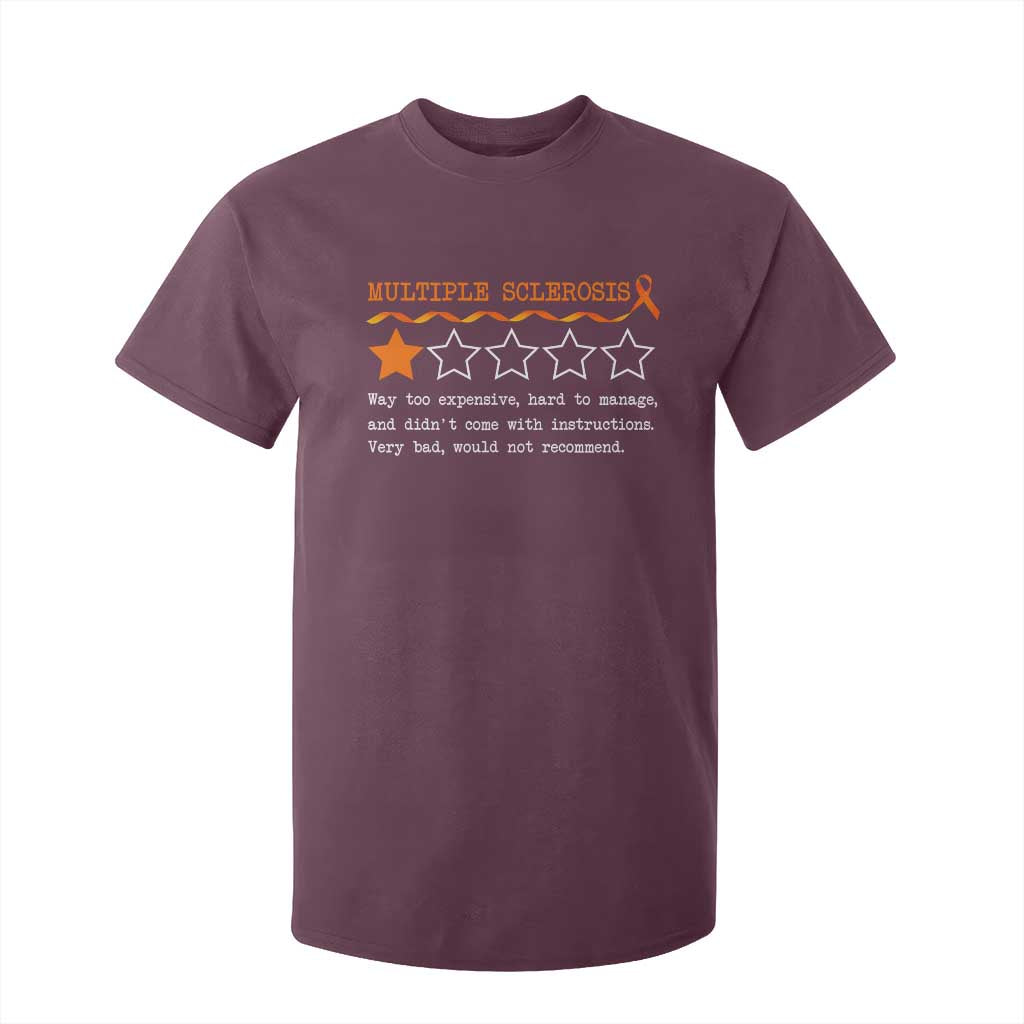 Multiple Sclerosis Support T Shirt For Kid Orange Ribbon MS Review Very Bad Would Not Recommend