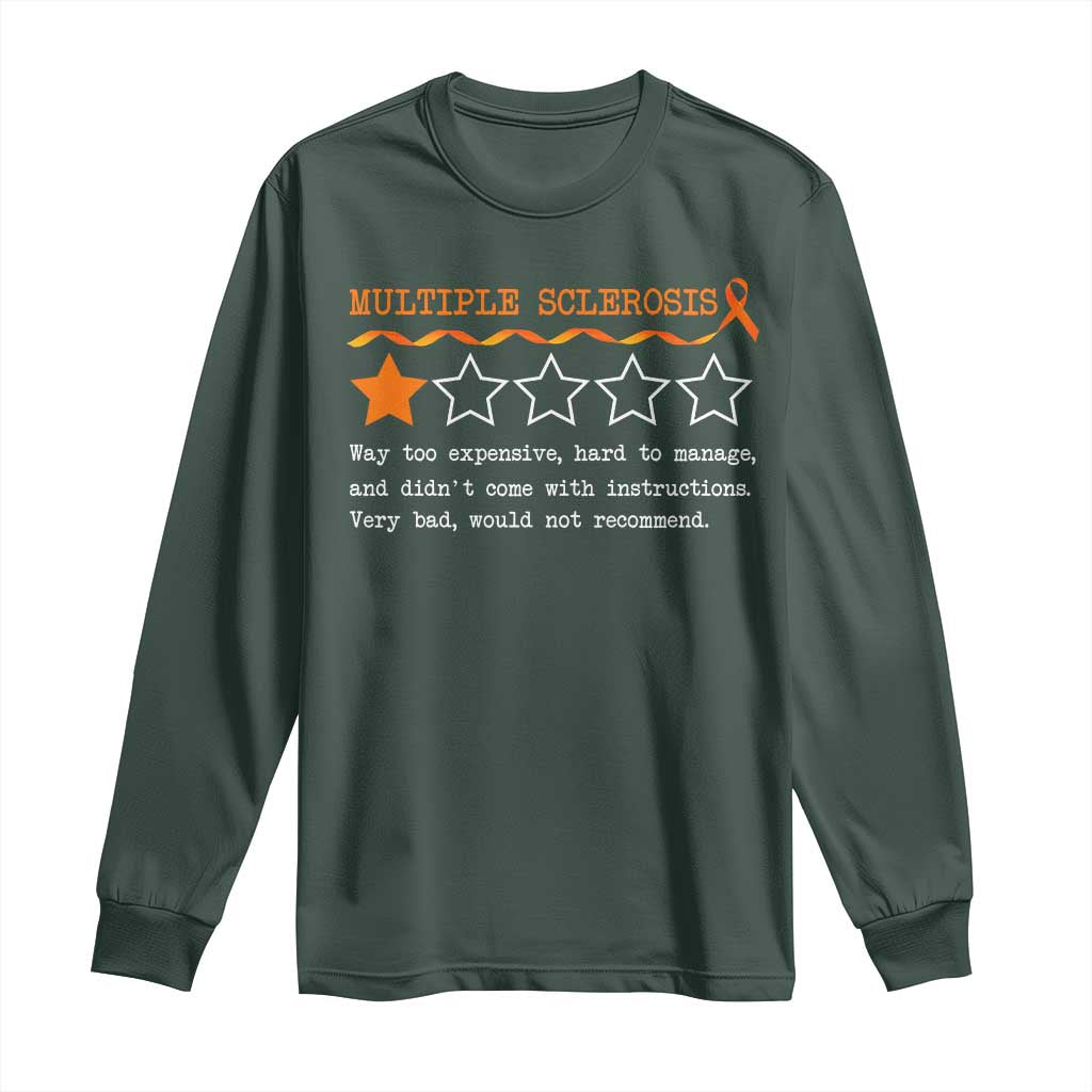 Multiple Sclerosis Support Long Sleeve Shirt Orange Ribbon MS Review Very Bad Would Not Recommend