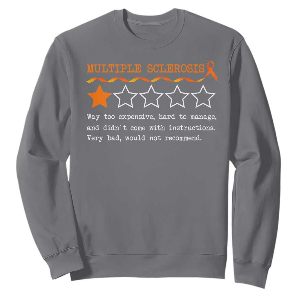 Multiple Sclerosis Support Sweatshirt Orange Ribbon MS Review Very Bad Would Not Recommend
