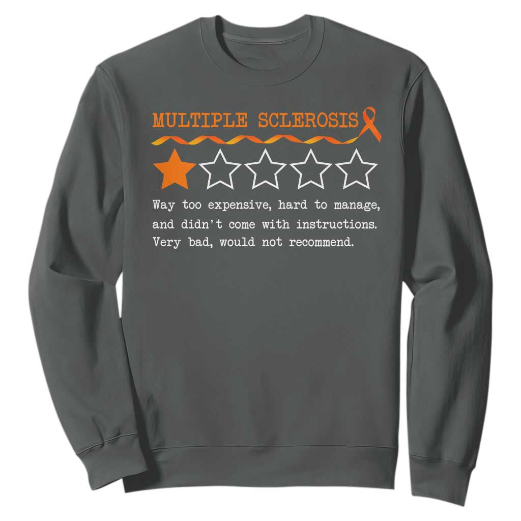 Multiple Sclerosis Support Sweatshirt Orange Ribbon MS Review Very Bad Would Not Recommend