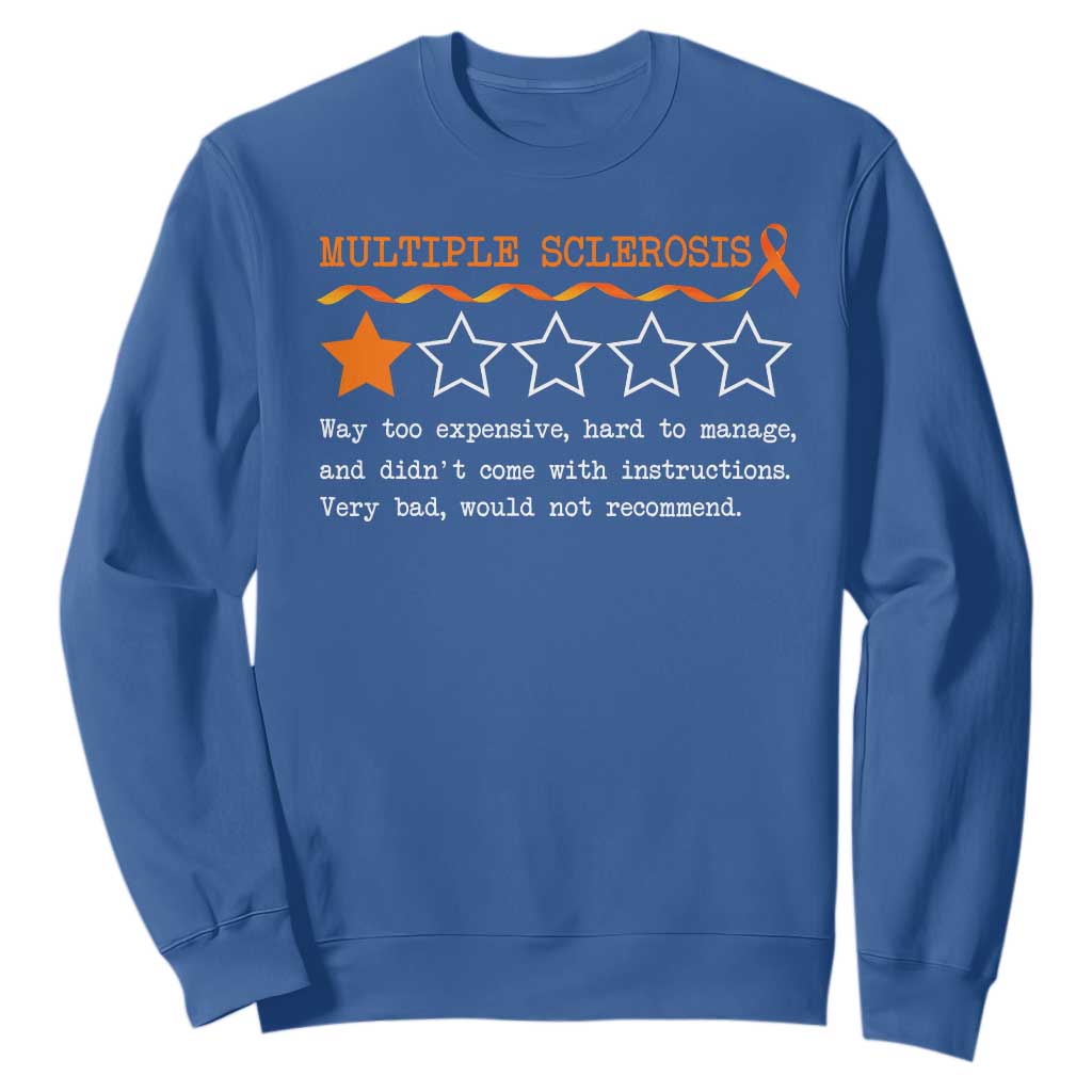 Multiple Sclerosis Support Sweatshirt Orange Ribbon MS Review Very Bad Would Not Recommend