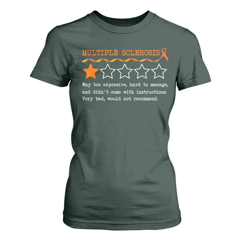 Multiple Sclerosis Support T Shirt For Women Orange Ribbon MS Review Very Bad Would Not Recommend