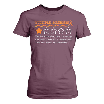 Multiple Sclerosis Support T Shirt For Women Orange Ribbon MS Review Very Bad Would Not Recommend