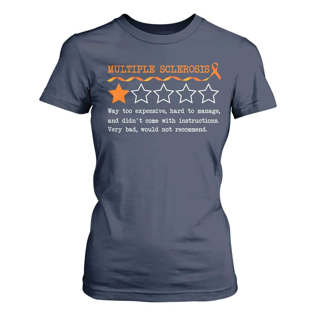 Multiple Sclerosis Support T Shirt For Women Orange Ribbon MS Review Very Bad Would Not Recommend