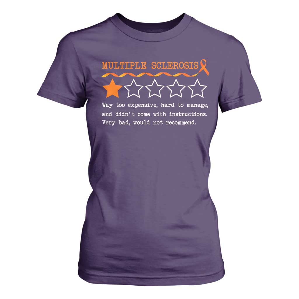 Multiple Sclerosis Support T Shirt For Women Orange Ribbon MS Review Very Bad Would Not Recommend
