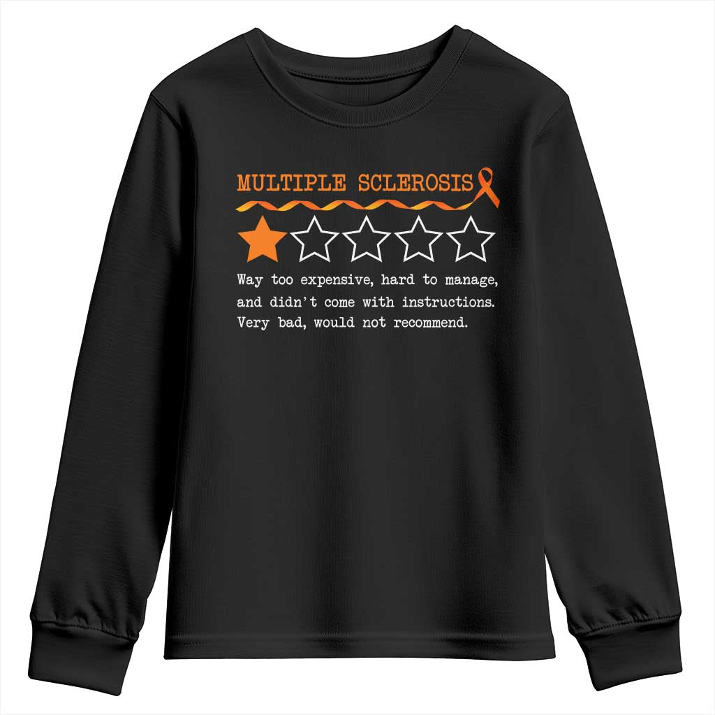 Multiple Sclerosis Support Youth Sweatshirt Orange Ribbon MS Review Very Bad Would Not Recommend