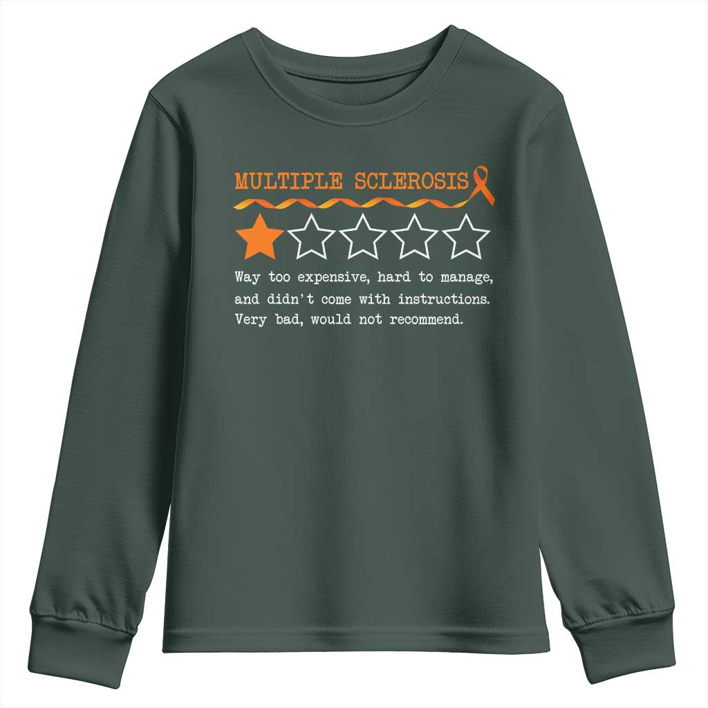 Multiple Sclerosis Support Youth Sweatshirt Orange Ribbon MS Review Very Bad Would Not Recommend