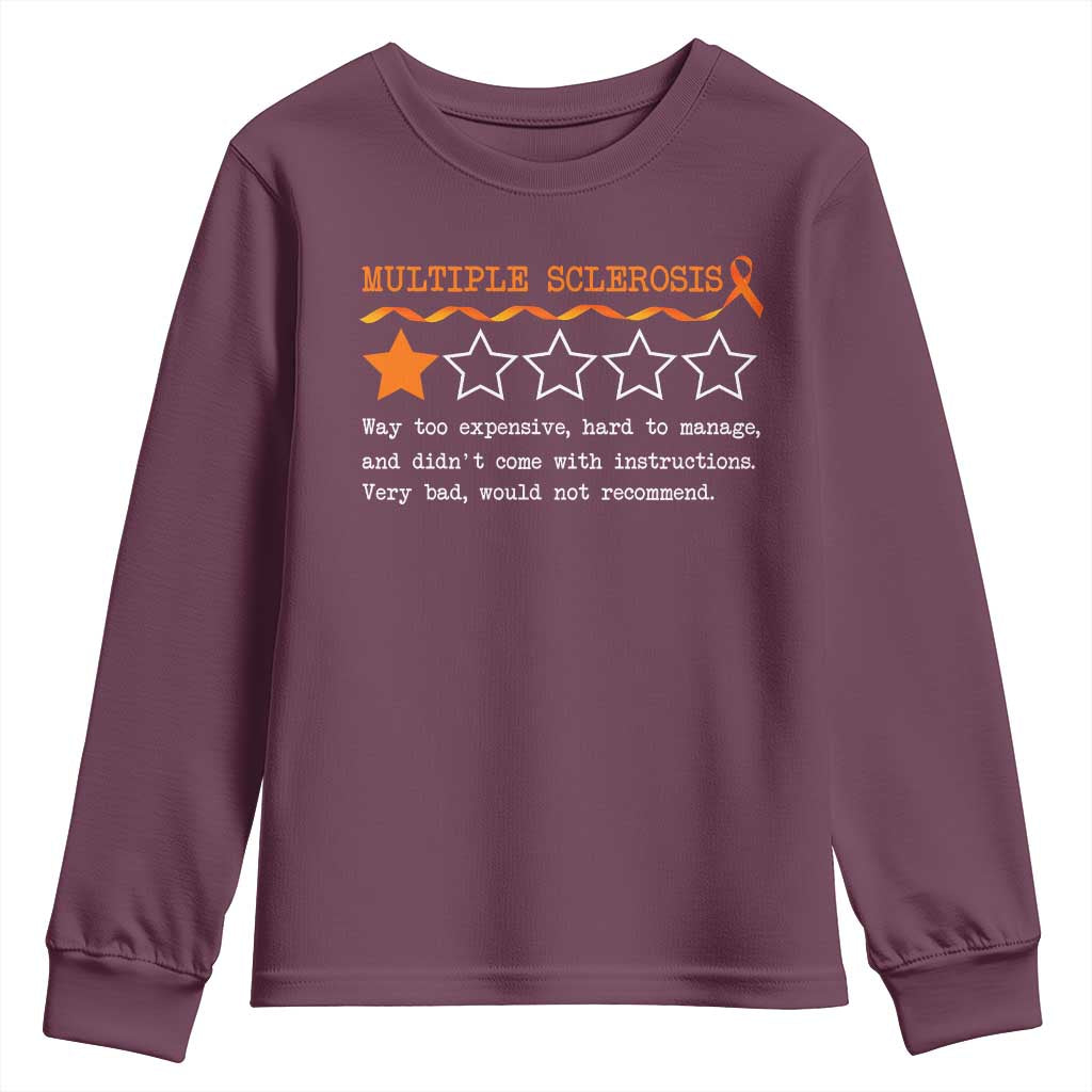 Multiple Sclerosis Support Youth Sweatshirt Orange Ribbon MS Review Very Bad Would Not Recommend