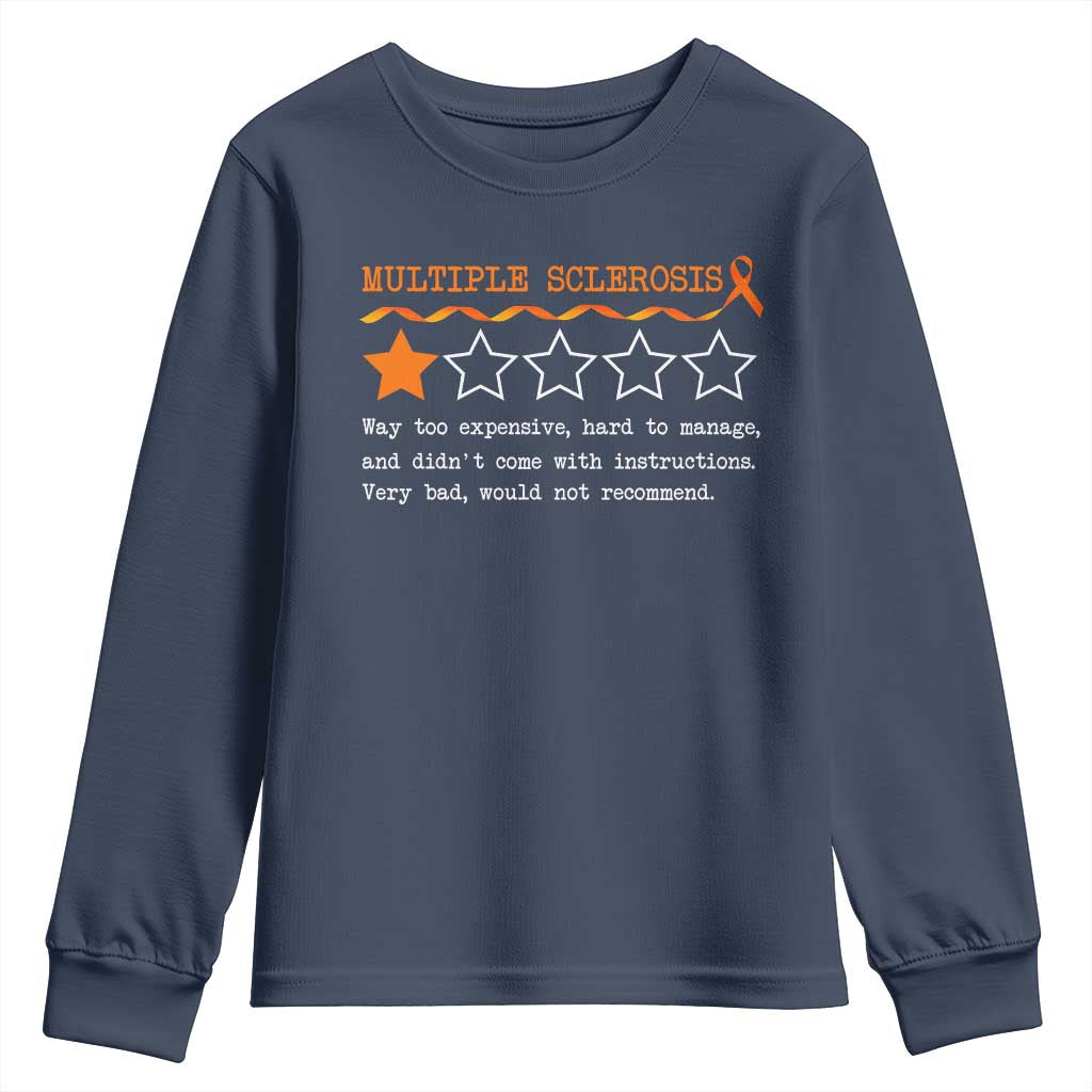 Multiple Sclerosis Support Youth Sweatshirt Orange Ribbon MS Review Very Bad Would Not Recommend