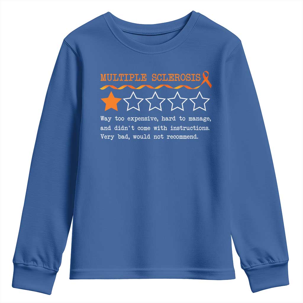Multiple Sclerosis Support Youth Sweatshirt Orange Ribbon MS Review Very Bad Would Not Recommend